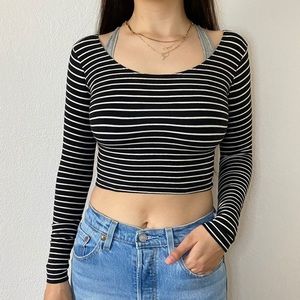 american apparel cropped striped long sleeve